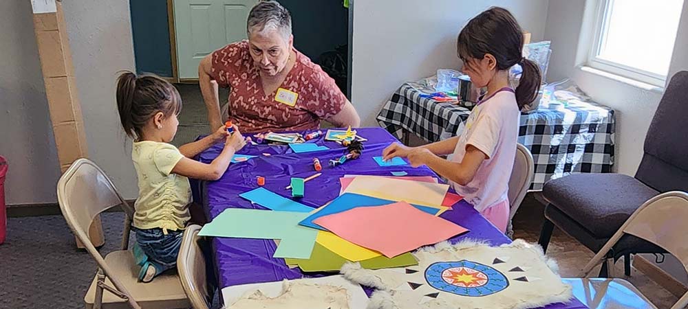 Paper crafts at Sisseton learning camp 2023